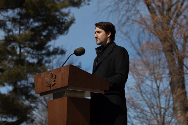 Justin Trudeau makes an announcement about the Emergency Relief Package for COVID-19