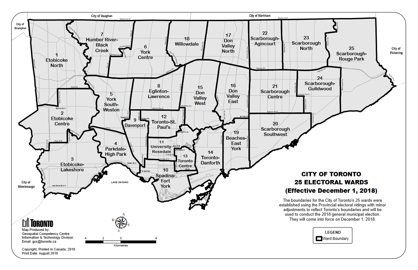 Map of new Toronto wards