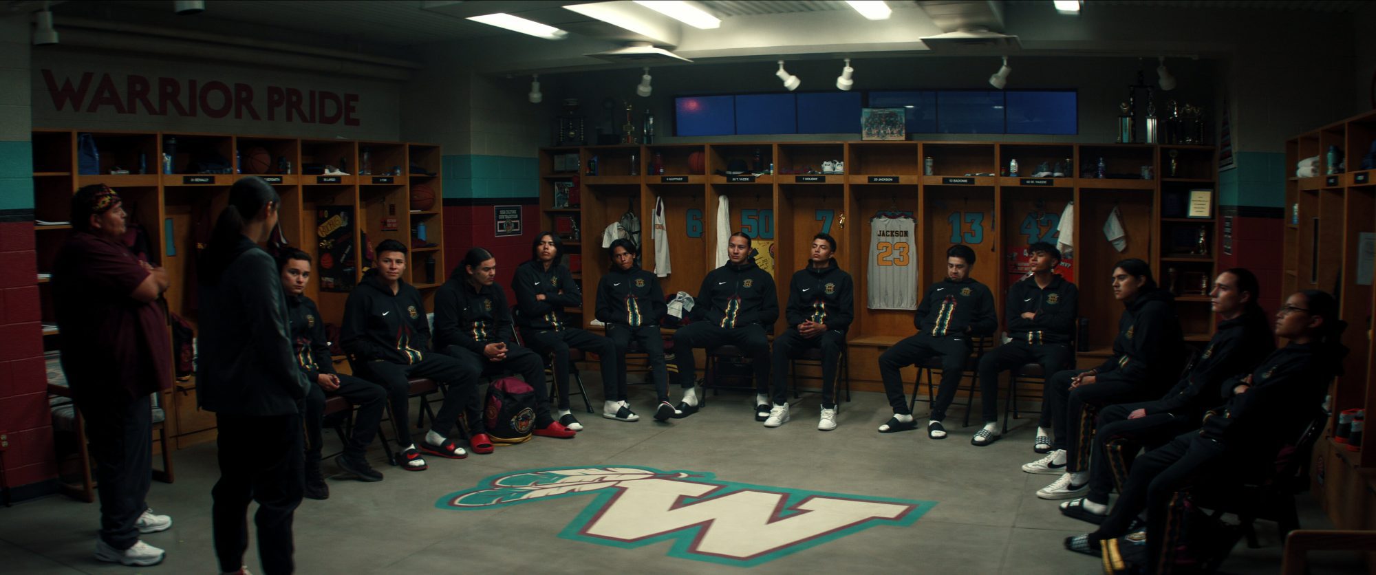 Lockeroom with Indigenous basketball players